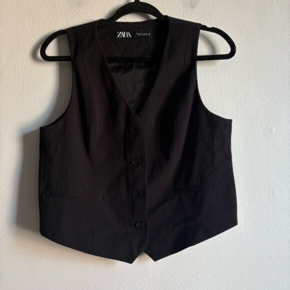 Zara Sz Z Black Classic Elegant Minimalist Vest - Picture 1 of 8
